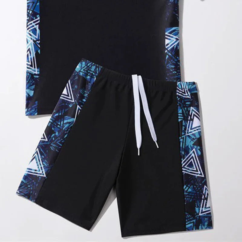 Boys Girls Split Swimsuit Children Surfing Quick Drying Swimming Sets Kids Short Sleeve Sleeve Shorts Swimwear 2 Piece Set