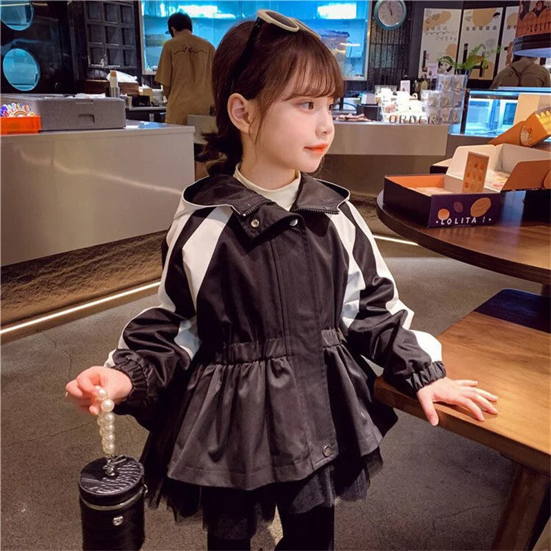Girls New Jackets Children's Spring Autumn Coats Kids Hooded Mesh Outerwear Teenager Casual Top Big Kids Windbreaker Clothing