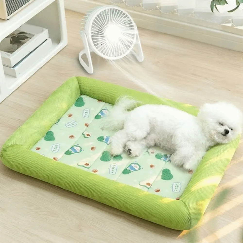 Pet Supplies Square Cooling Puppy Bed Soft Breathable Dog Sleeping Pad Non-Slip Washable Dog Cat Beds All-season