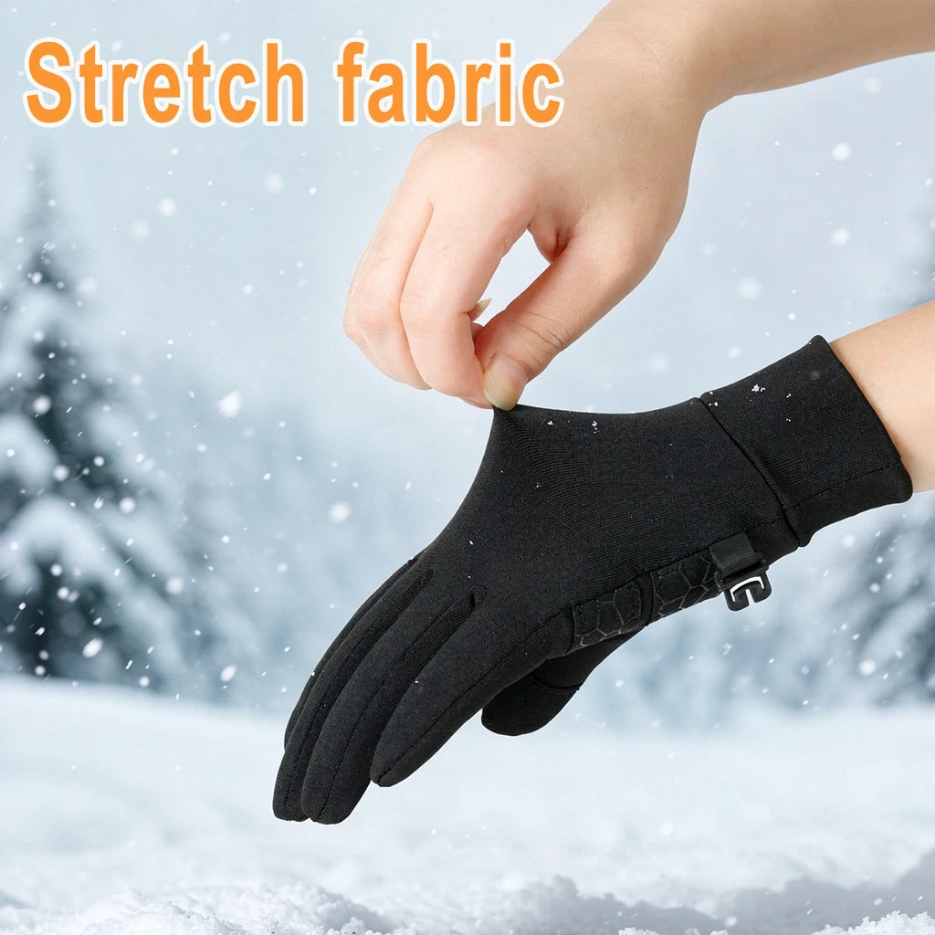 Kids Winter Touch Screen Gloves, Anti-Slip Silicone Palm Stretch Thermal Cycling Running Gloves for Boys Girls Age 6-12