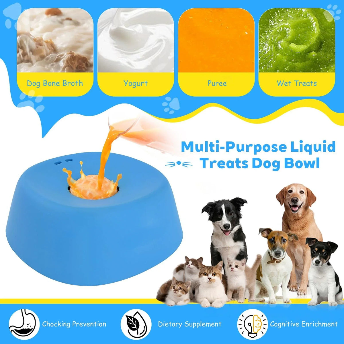Pet Lick Bowl Slow Feeder For Dogs Cats Detachable Washable Non-Slip Silicone Licking Mat For Yogurt Peanut Butter Treats Anti-C