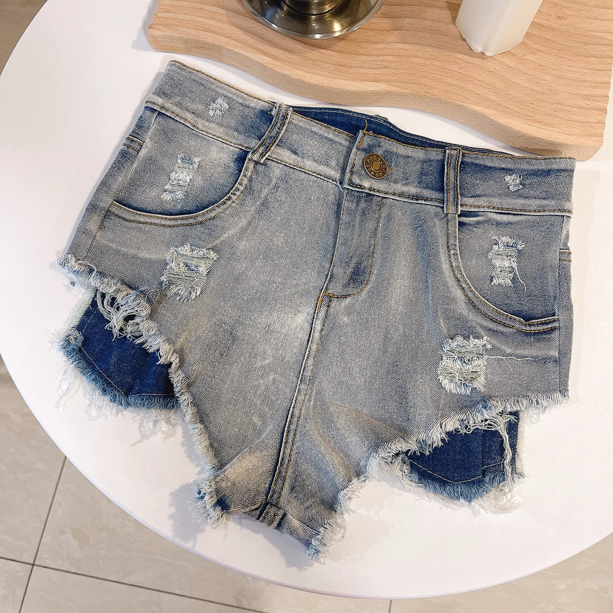 2026 New Women's Sexy High Waisted Raw Edge Tight Jeans Denim Shorts Summer Holiday S-XXL