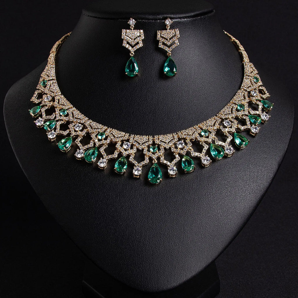 Exquisite Appeal Women High Jewelry Set 2 Piece Necklace Earrings Dress Accessories for Festive Wedding Prom Host Gift M-280