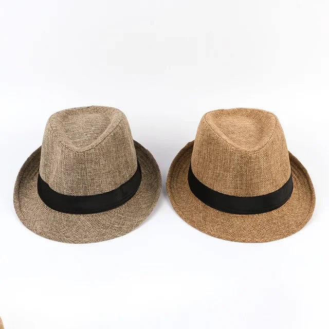 Men's Handsome Cowboy Hats Formal Hat Jazz Cotton Linen Pure Hat Imitation Linen Sun Visor Hat Fashion Accessories