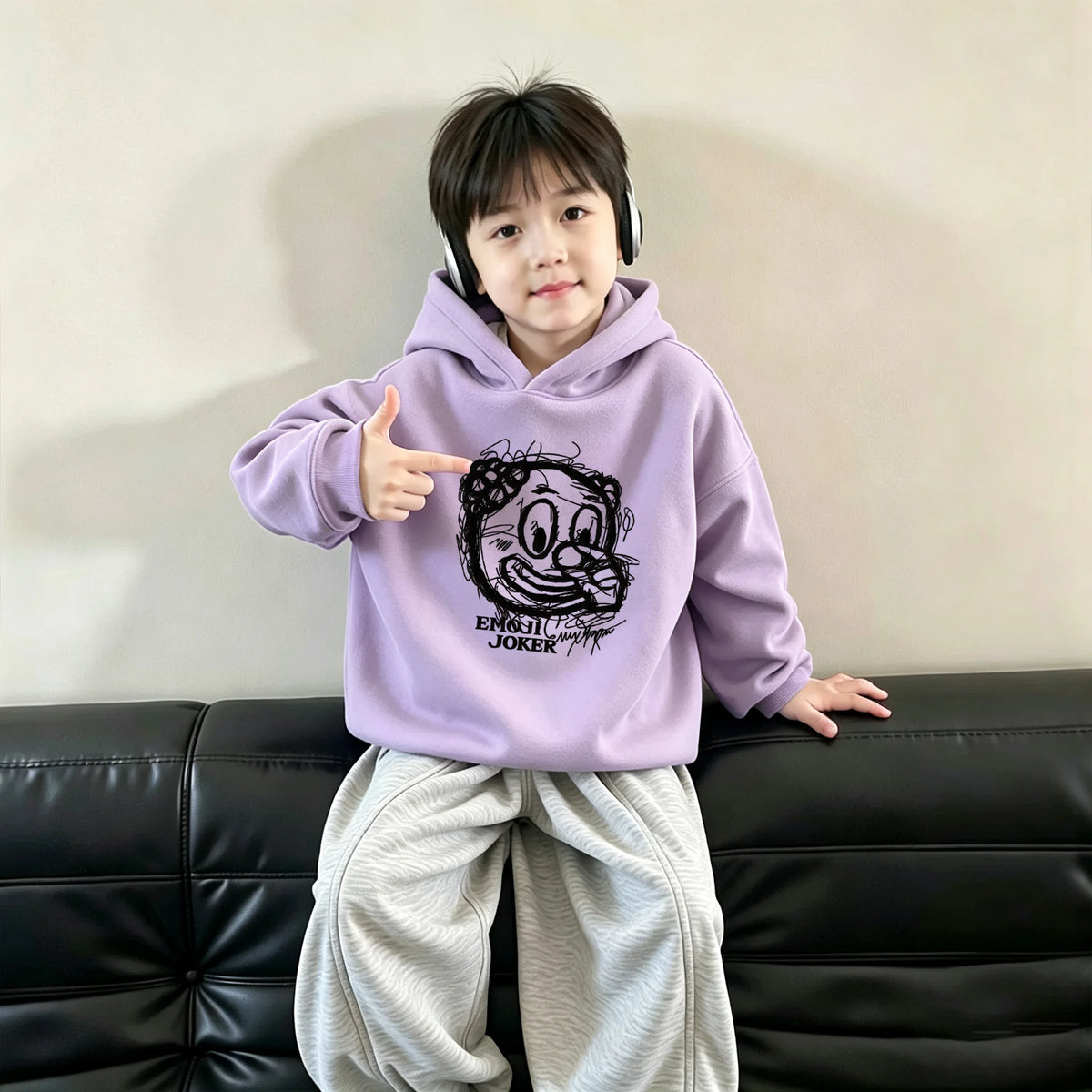 Boys Graffiti Joker Print Hoodie Autumn Kids Loose Hooded Sweatshirt Children Casual Long Sleeve Pullover Tops