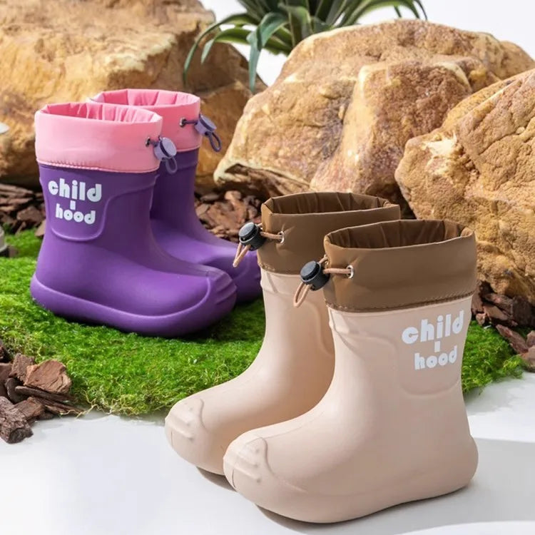 Summer Children's Rain Boots Kids Girls' Rain Shoes Waterproof Boys' High Tube Anti-slip EVA Boots Students' Baby Buckle Boots