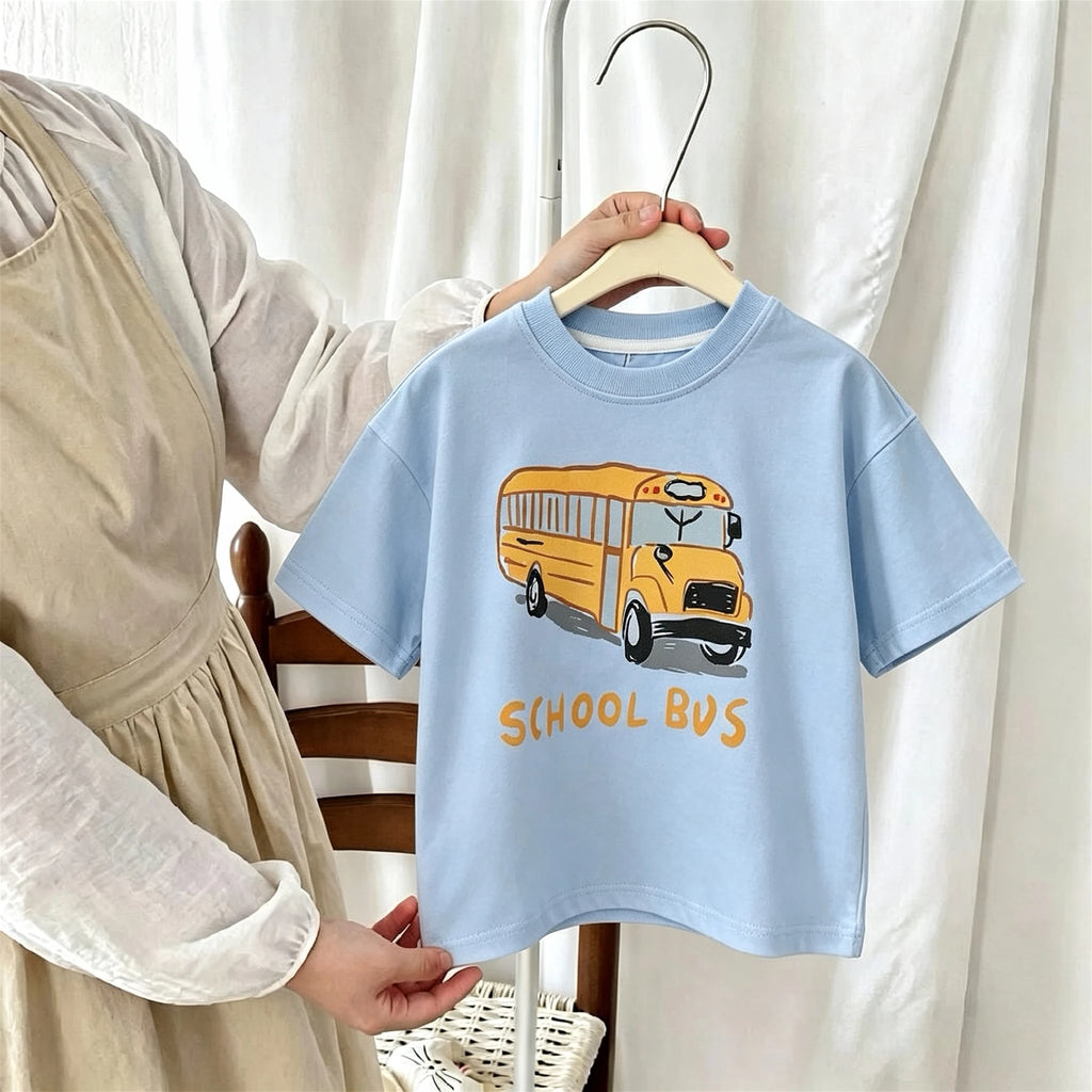 T-shirt For Boys Clothes 2026 New Summer Short Sleeve Tops Kids Tees Printed Car Fashion Crewneck Children's Tshirts 1-7 Age