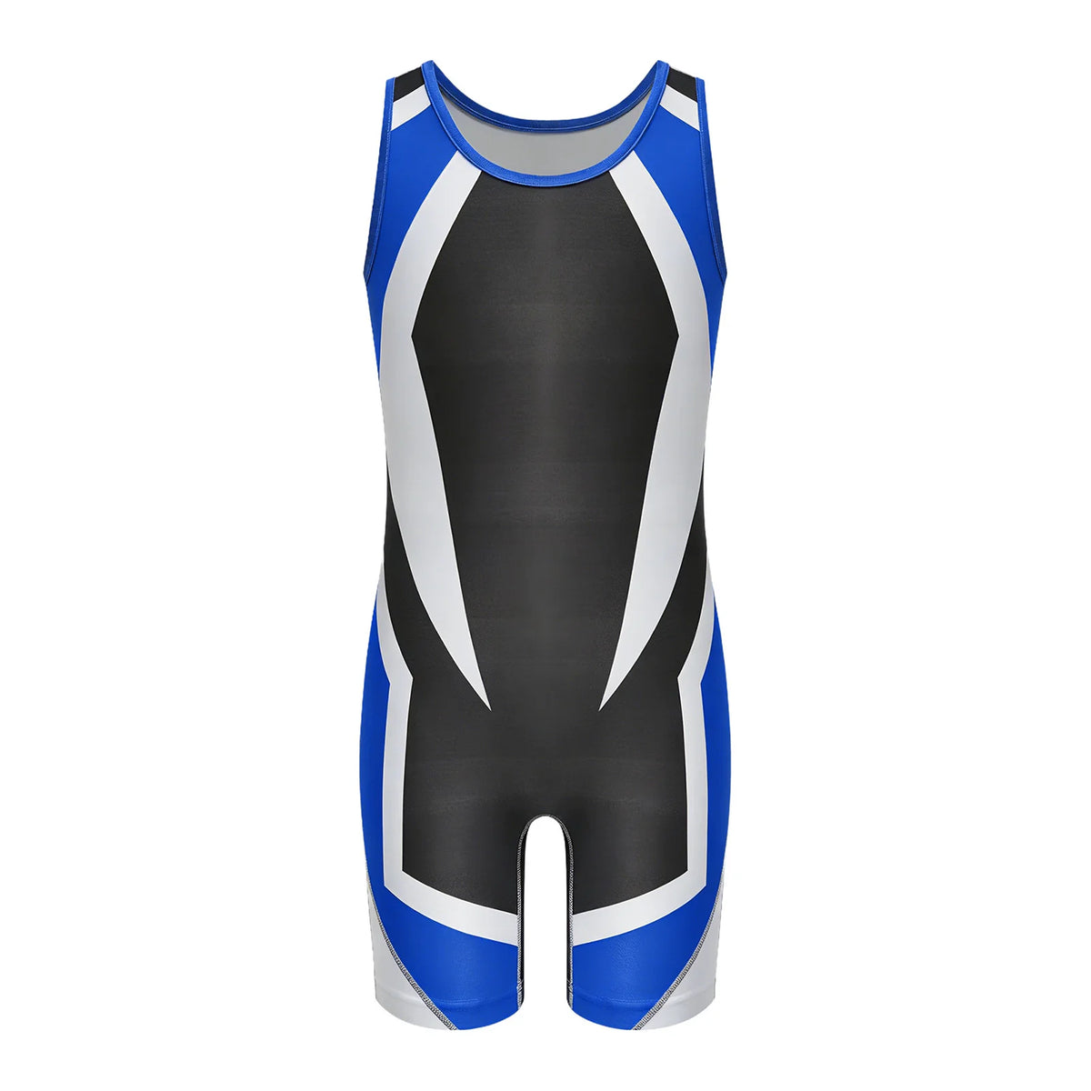 Kids Boys Wrestling Singlet Color Block Jumpsuit Quick-dry Sleeveless Thigh Length Bodysuit Sports Workout Exercise Cycling Set