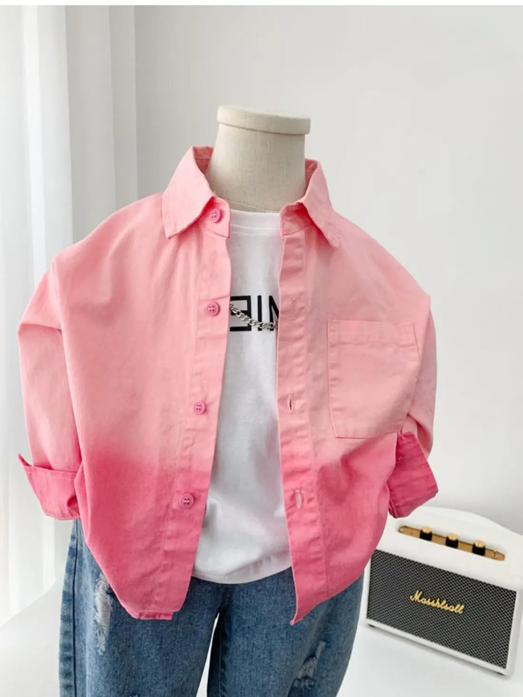 Boys' Pink Shirt 2025 New Fashionable Spring and Autumn Children's Long Sleeve Shirt Korean Coat