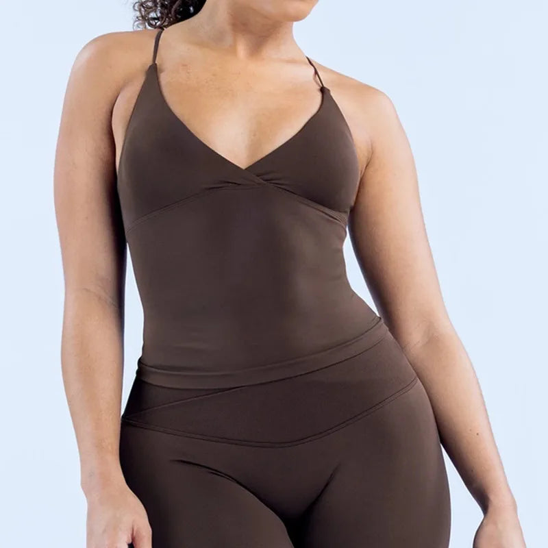 Women Seamless Cross Sports Vest Gym Yoga Tops with Padded  Sexy Backless Workout Fitness Camisole Running Sports Tops Summer
