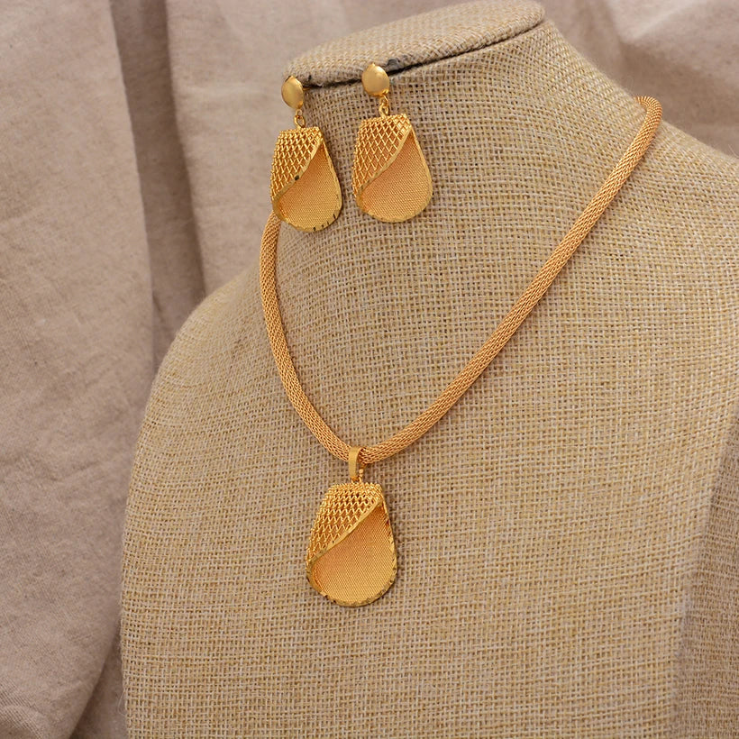Women Jewelry Set Gold Plated High Quality Party African Bridal Flower Jewelry Set
