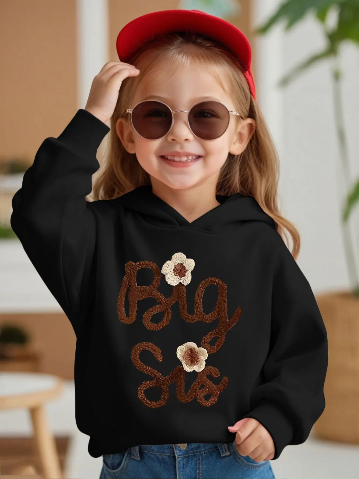 Kids' Hoodie with Large Floral Letter Print, Cute Fashion Casual Sweatshirt for Girls, Spring/Fall Wear
