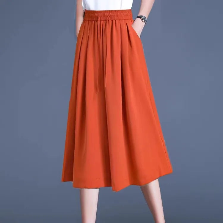 Ice Sensation Women's Summer 2025 New Wide Leg Pants Loose Casual Long Trousers Mom Korean Sle High Waist Polyester Fiber