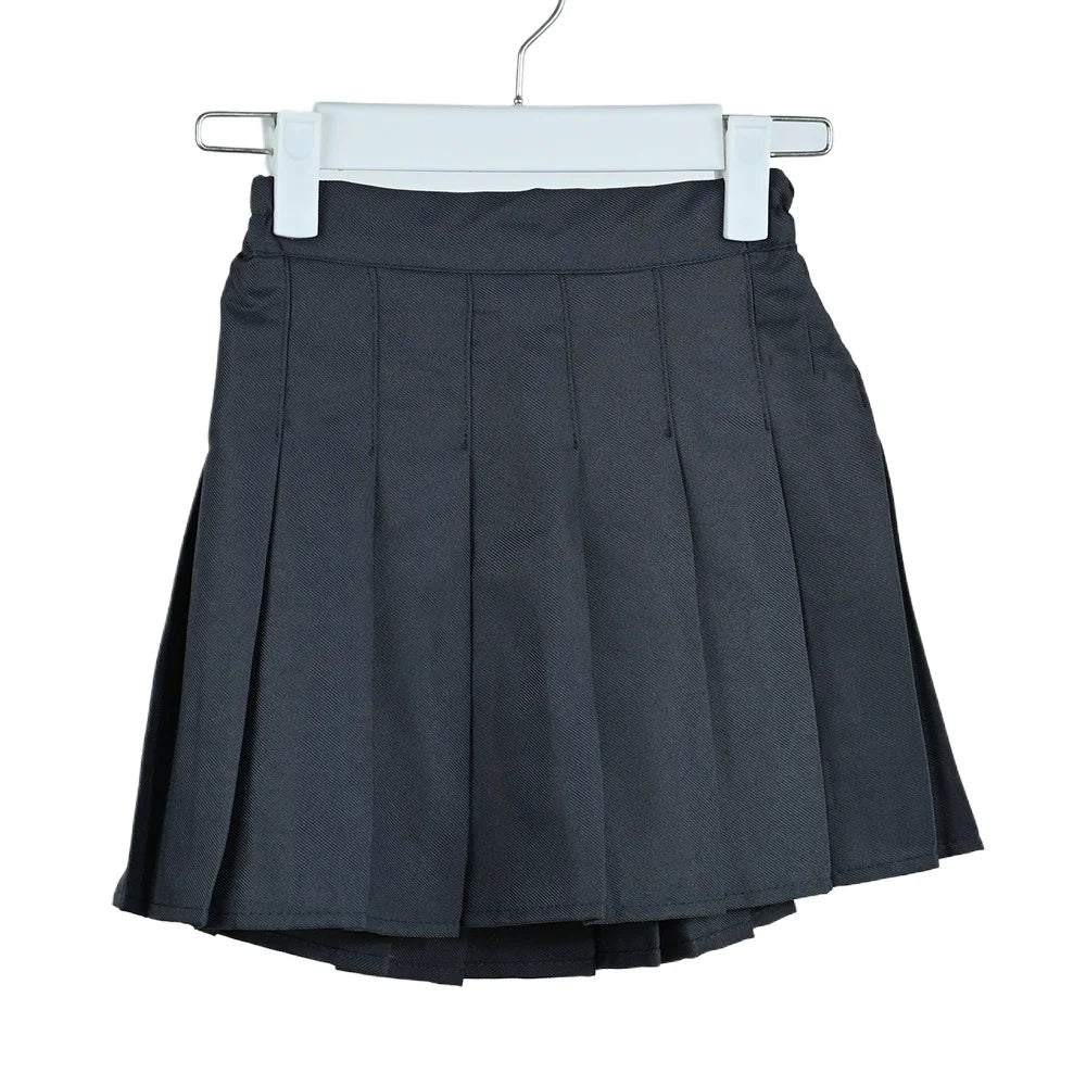 Children Summer Skirts With Shorts Kids A Line High Waist Mini Dress Girls Black White Red Pleated Skirt Student Uniform Skirts