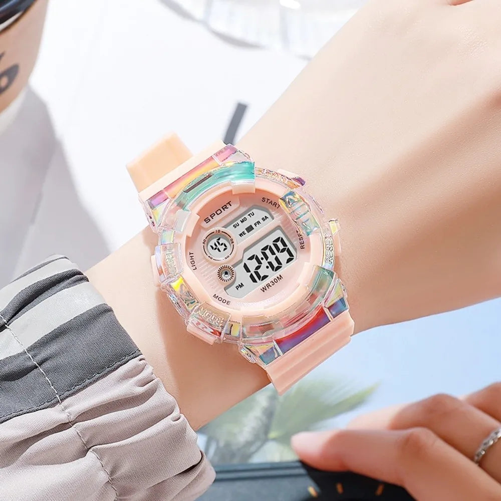 Waterproof Sports Kids Watches Night Light Alarm Clock Function Sports Clock Luminous Dial LED Digital Watch Boys Girls