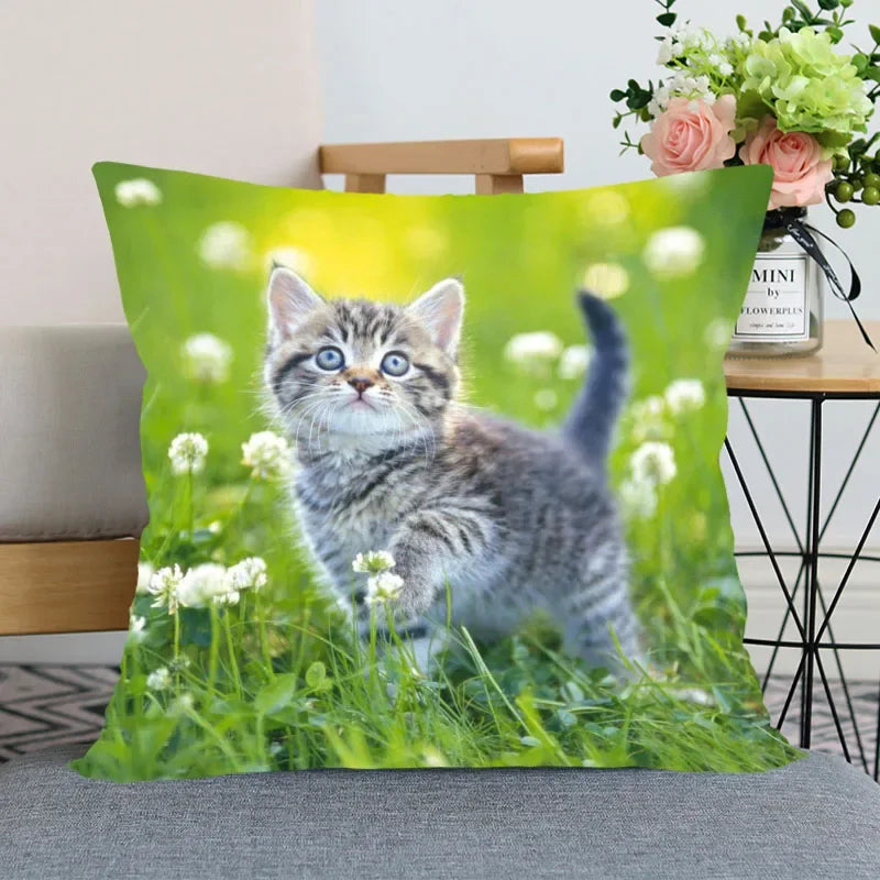 Cute Animal Bed Pillowcase for Car Sofa Home  Pet Cat Printed   Cushion Cover