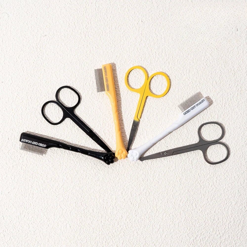 Pet Facial Cleaning Comb Set Removes Tear Stains Eye-poop Cat Paw Comb Dog Hair Repair Scissors Cat Hair Comb Pet Clean Supplies