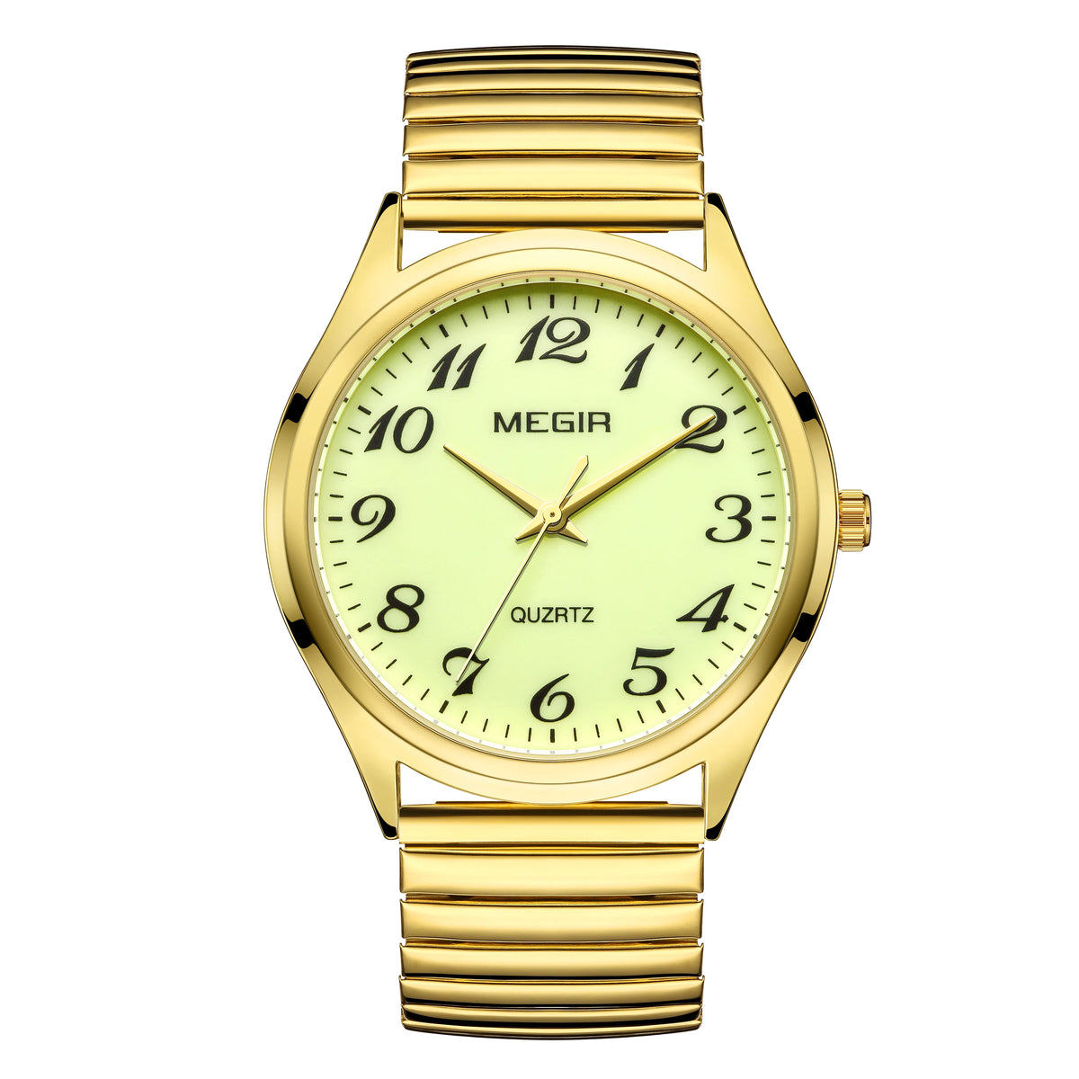 MEGIR Top Luxury Couple Watch for Men Women Golden Stainless Steel Quartz Wrist Watches Lovers Analog Wristwatch Waterproof