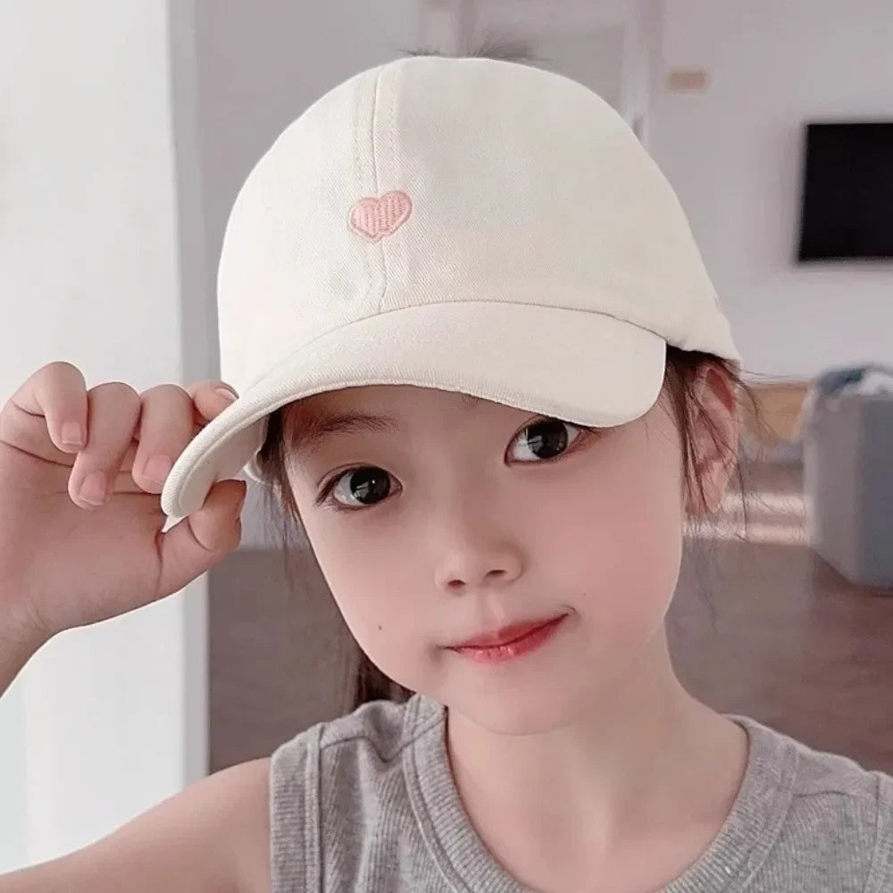 Kids Baseball Caps for Boys Girls Sun Hat Love Heart Hollow High Ponytail Caps Children Adjustable Baseball Caps for 4-12 Years