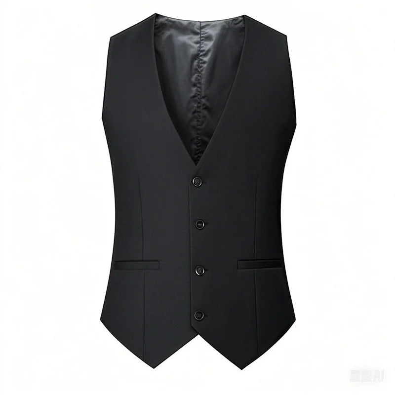 M-7XL Spring/summer Man Suit Vest Sleeveless Vest with Adjustable Waist Single Breasted Solid Color Business Suit Vest Wedding