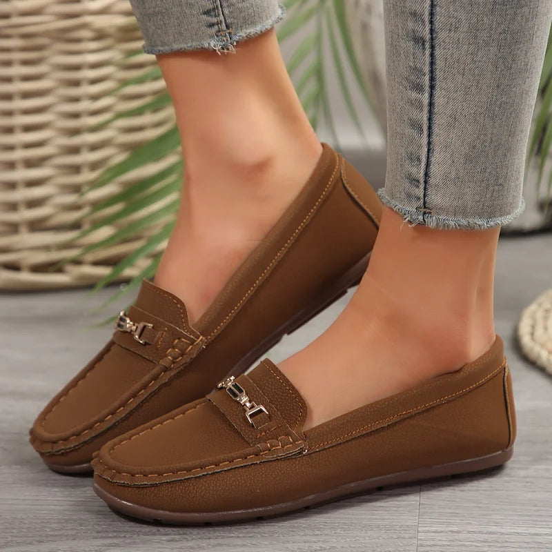Women Shoes Nurse Loafers Shoes Classics Flats Zapatos Mujer Comfortable Flat Shoes Women Golden Casual Leather Women's Footwear