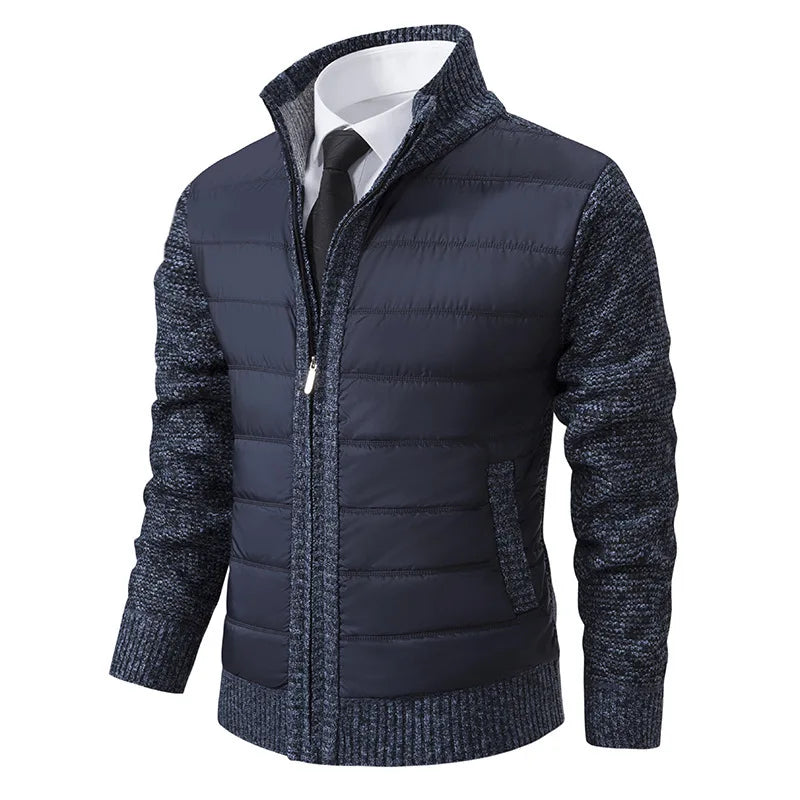 Autumn Winter Sweaters for Men Casual Knitted Sweaters Large Size Solid Color Plus Velvet Cardigan Knitted Sweater Cotton Coat