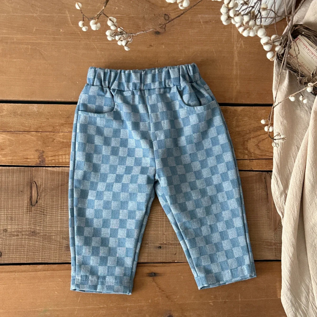 Fashion Plaid Pants Kids Boys Girls Casual Sports Loose Trousers Toddler Spring Autumn New Korean Style Pants Suitable for 0-3Y