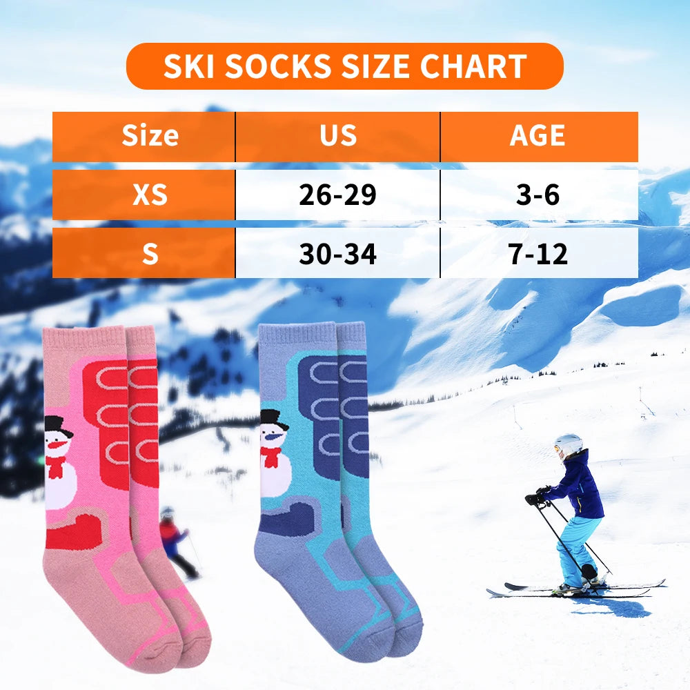 Children's Ski Socks  Warm Winter Socks for Boys and Girls Thermal Ski Socks for Kids Outdoor Skiing Skating Mountaineering