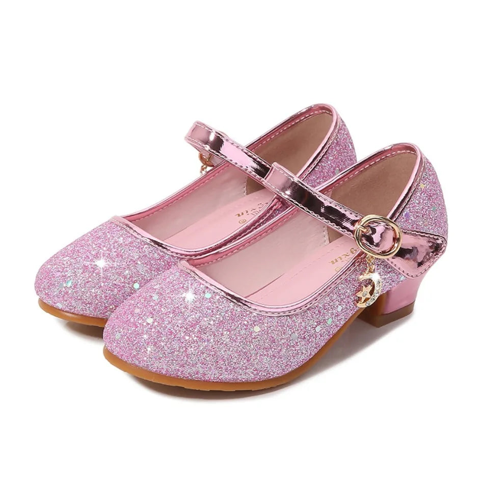Children High Heels Fashionable Piano Runway Performance Shoes Girls' Leather Shoe Princess Shoes Sequined Single Shoes HSD09