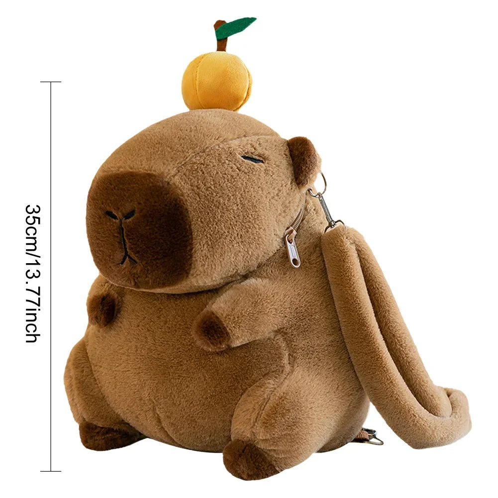 Children Mini Knapsack Bag Funny Girl Anime Crossbody Bag Soft Girl Small Backpack Plush Capybara School Bag for Girls Children