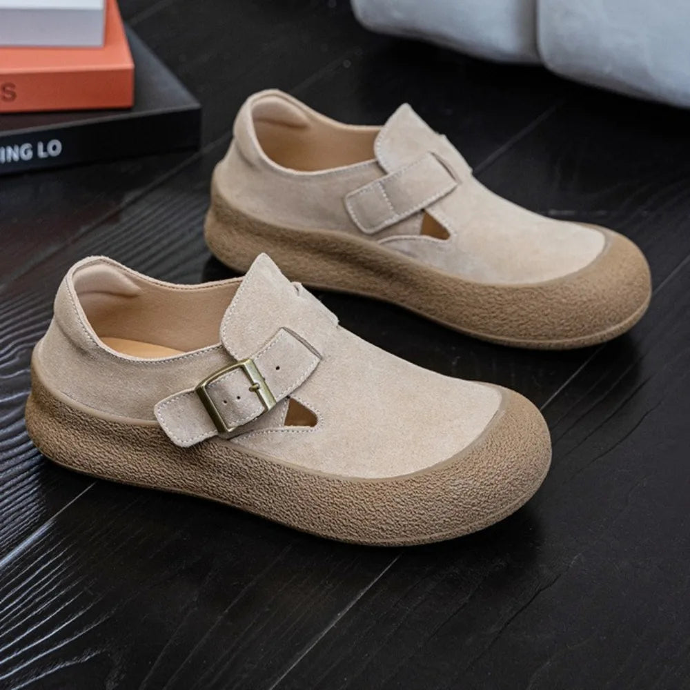 Loafers Women's Spring Autumn New Cow Anti-velvet Round Head Casual Shoes Womens Flat Bottom Shallow Mouth One Pedal Women Shoes