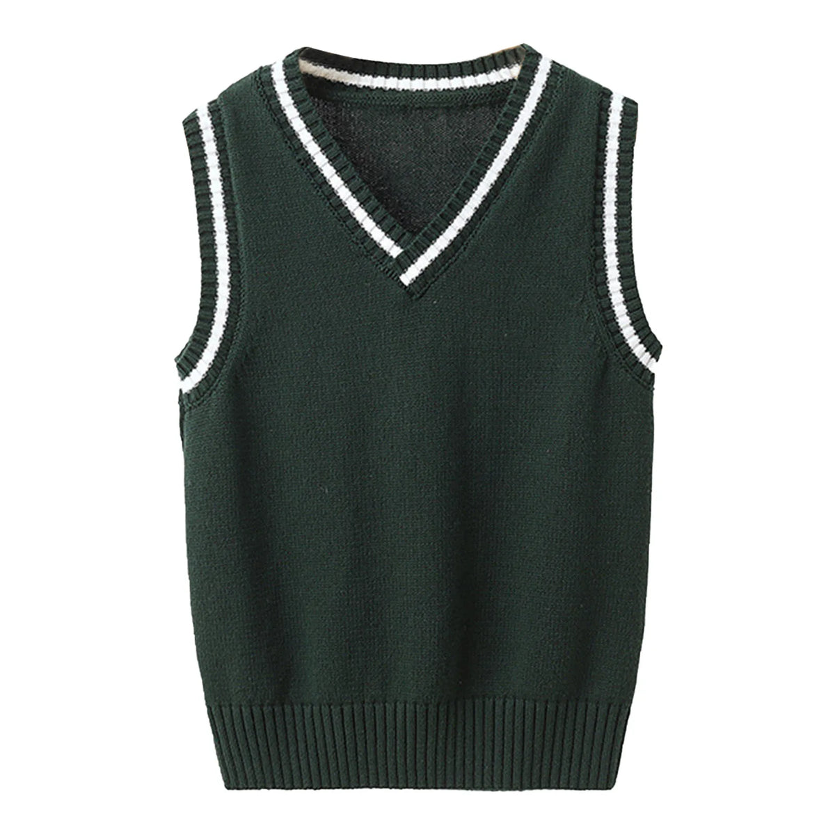 Kids Boys Girls Preppy Style Sweater Vest Fashion V Neck Knitted School Uniform Waistcoat Tops Children Spring Autumn Outerwear