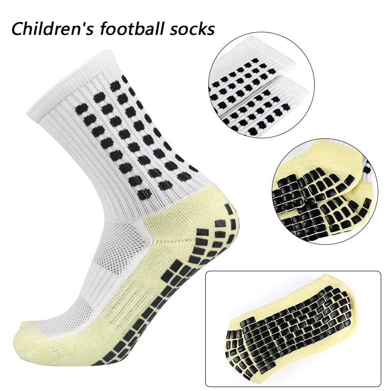 Kids Anti-Slip Football Socks (Size 34-39) - Breathable Grip Soccer Socks for Youth Athletic Training Calcetines Ciclismo