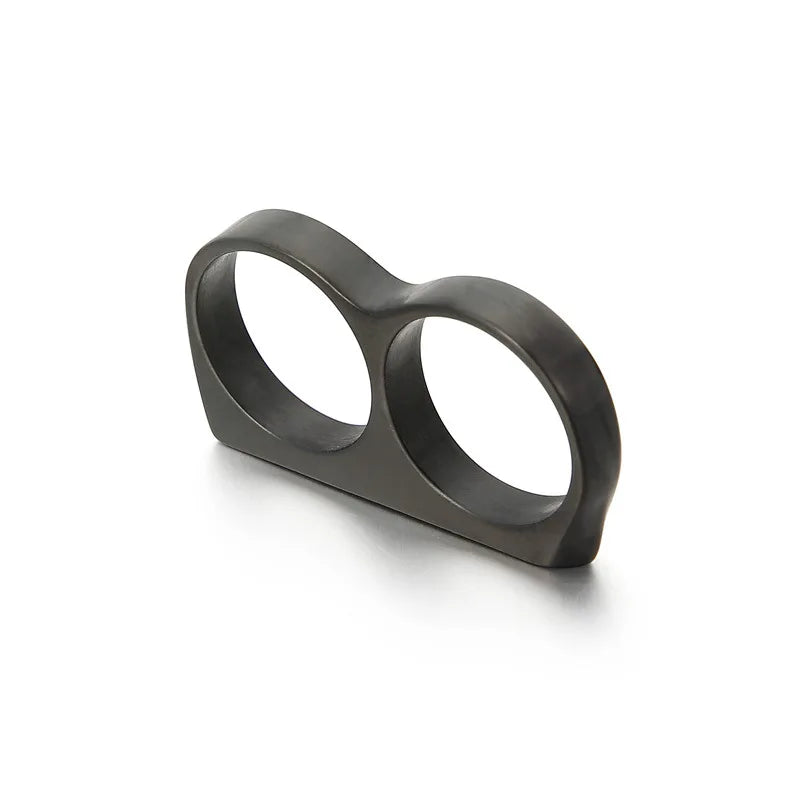 Hiphop Men Ring Fashion Black Gold Silver Color Double Finger Brass Knuckles Rings Jewelry Gifts
