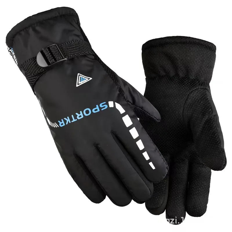 Leather Gloves for Men in Winter, Warm and Cold Resistant, Cycling Waterproof, Touch Screen, Motorcycle Windproof Gloves
