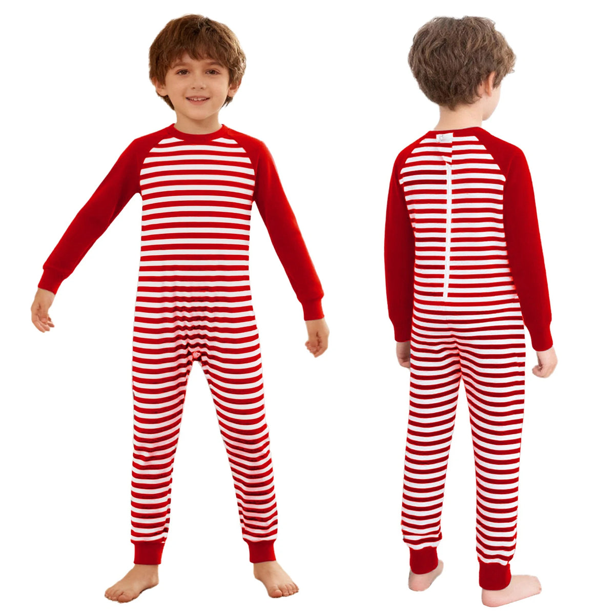 Kid Boys Girls Special Needs Jumpsuit Adaptive Clothing Long Sleeve Full Length Anti-Strip Back Zipper Stripes Rompers One-piece