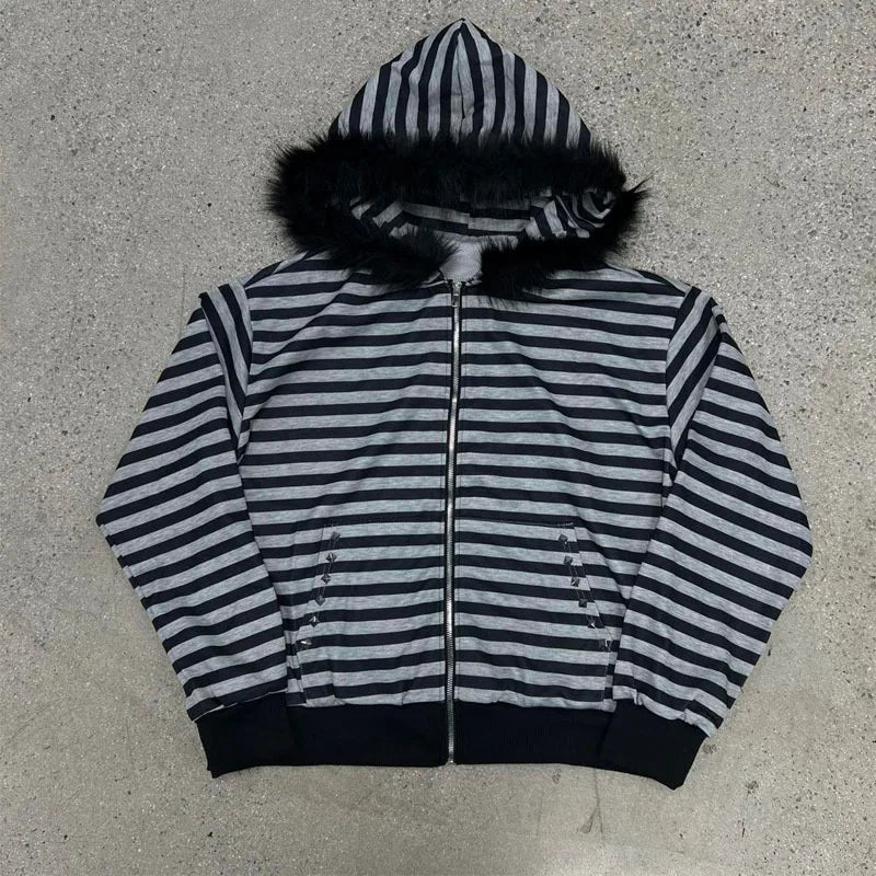 Millennium Y2k Spicy Girls Style Slimming Zipper Hoodie Autumn/Winter Gothic Vintage Fashion Streetwear Versatile Thin Hoodie Em