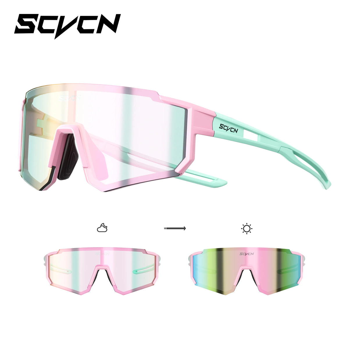 SCVCN Children Sports Glasses Kids Road Bikes Cycling Eyewear Photochromic UV400 Goggles Outdoor Cycling Teenager Sunglasses