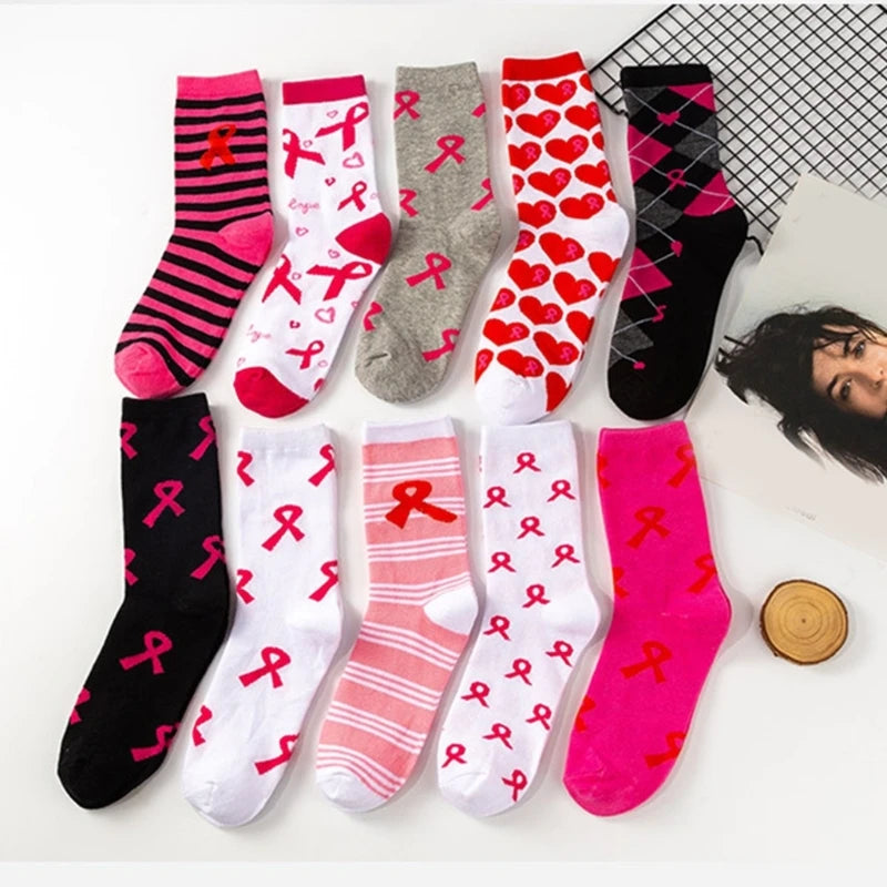Womens Breast Cancers Awareness Socks,Soft Pink Ribbon Sport Socks Gifts