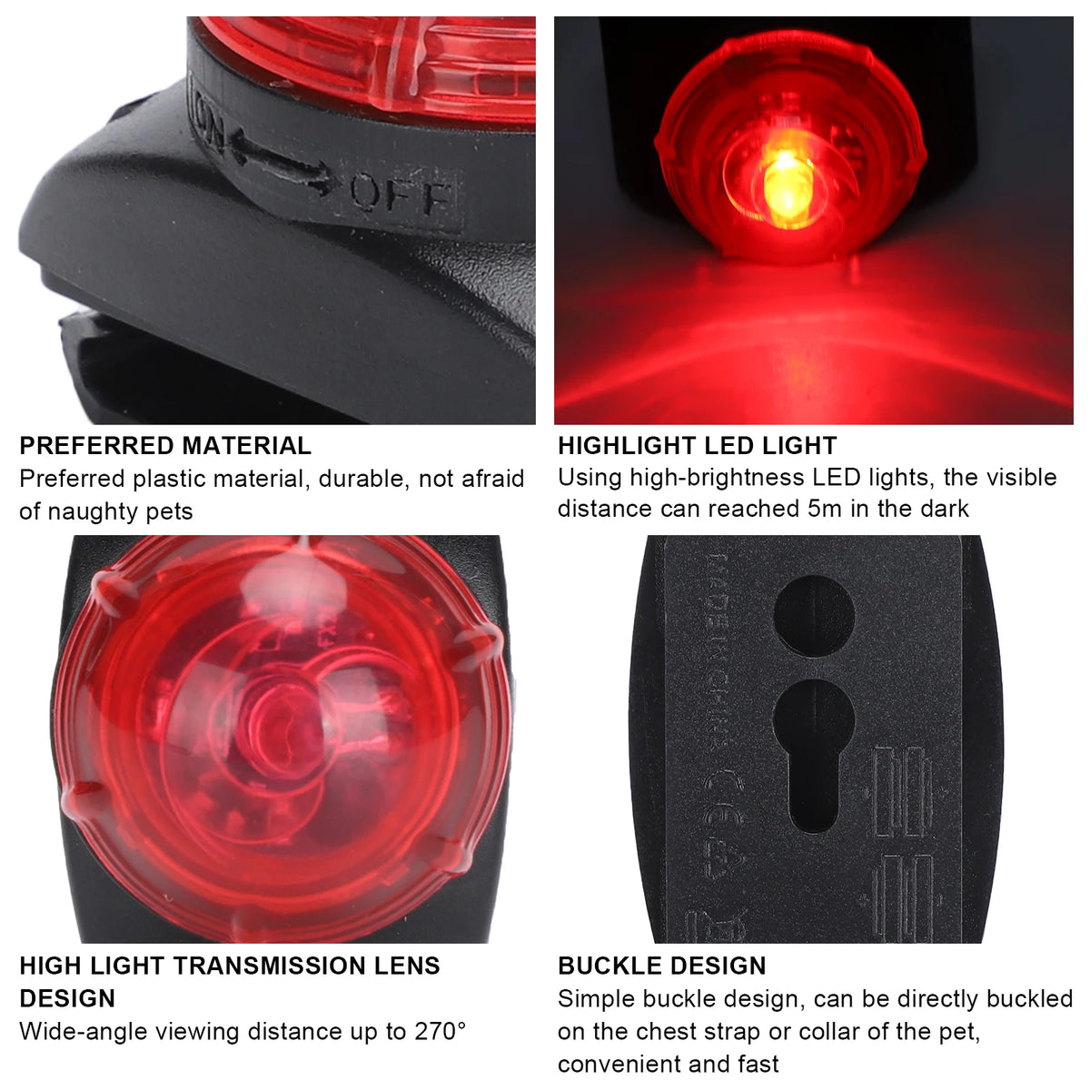 Pet Collar Light Pet LED Pendant Light Waterproof Luminous Bright Night Safety Warning Lamp Clip On Collars Dog Accessories