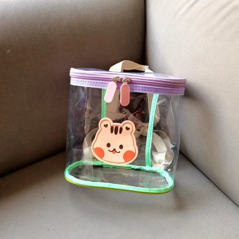 Cute Cartoon Bear Children's Mini Backpack Lovely Transparent Boys Kids Beach Shoulder Bags Casual Portable Baby Girls Handbags