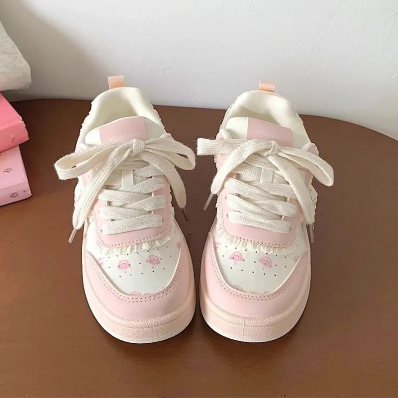 2025 New Women Sneakers Fashion Cute Ladies Causal Shoes Patchwork Non-slip Women's Sports Shoes with Bowknot Женская Обувь