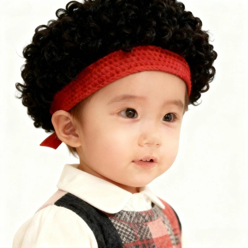 Children Wig Beanie Halloween Costume Hat, Unisex Cartoon Character Cosplay Warm Knitted Cap for Kids Boys Girls