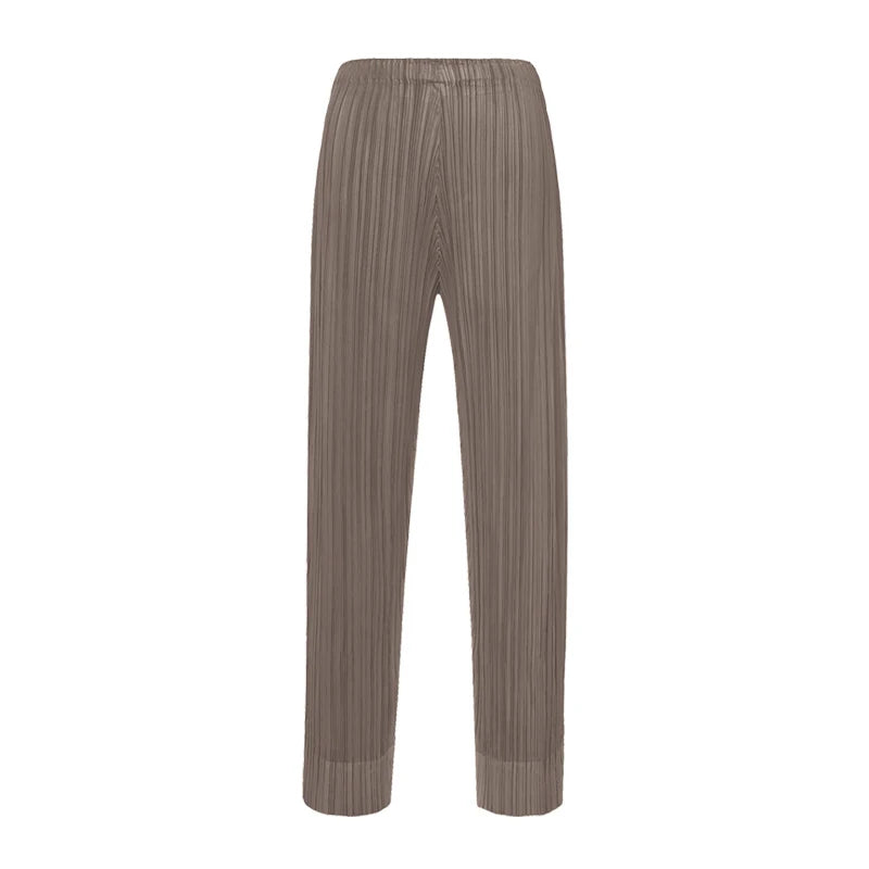 Miyake Pleated Simple Casual Ankle-Length Pants Spring Summer Autumn Pencil Pants Korean Fashion Women Basics Trousers In Stock