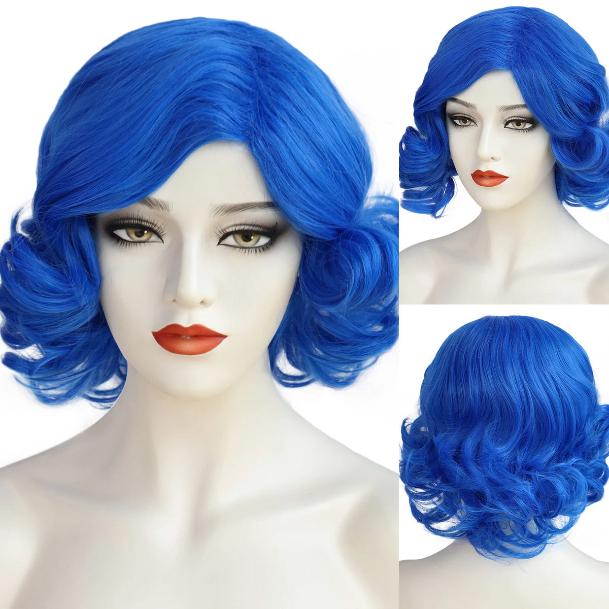 Women 1920s Wave Wig Vintage Flapper Multi Colored Cosplay Wig Synthetic Short Curly Hair Halloween Party Prop