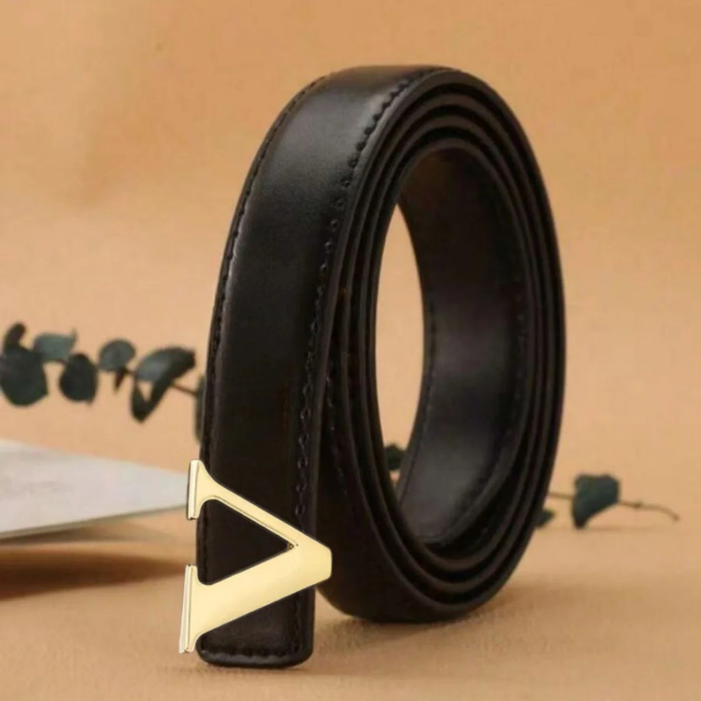 New Women V-Buckle Thin Belt Elegant Fashionable Waistband for Dress Pants Skirts Black Brown Burgundy white 4 Colors