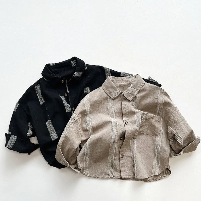 Kids Fashion Shirt Spring Loose Cardigan Children Girls Soft Comfortable Blouses Cotton Vintage Shirts Boys Spring Clothes