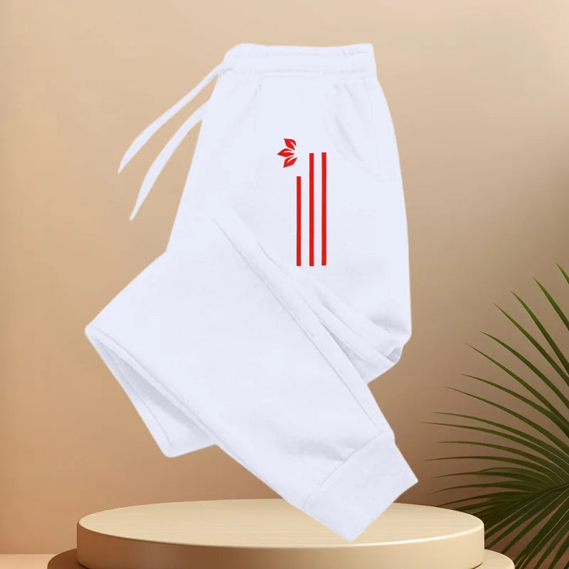 Men's classic sports pants, jogging pants, fashionable sports sweatpants, featuring "pattern printing, waist drawstring