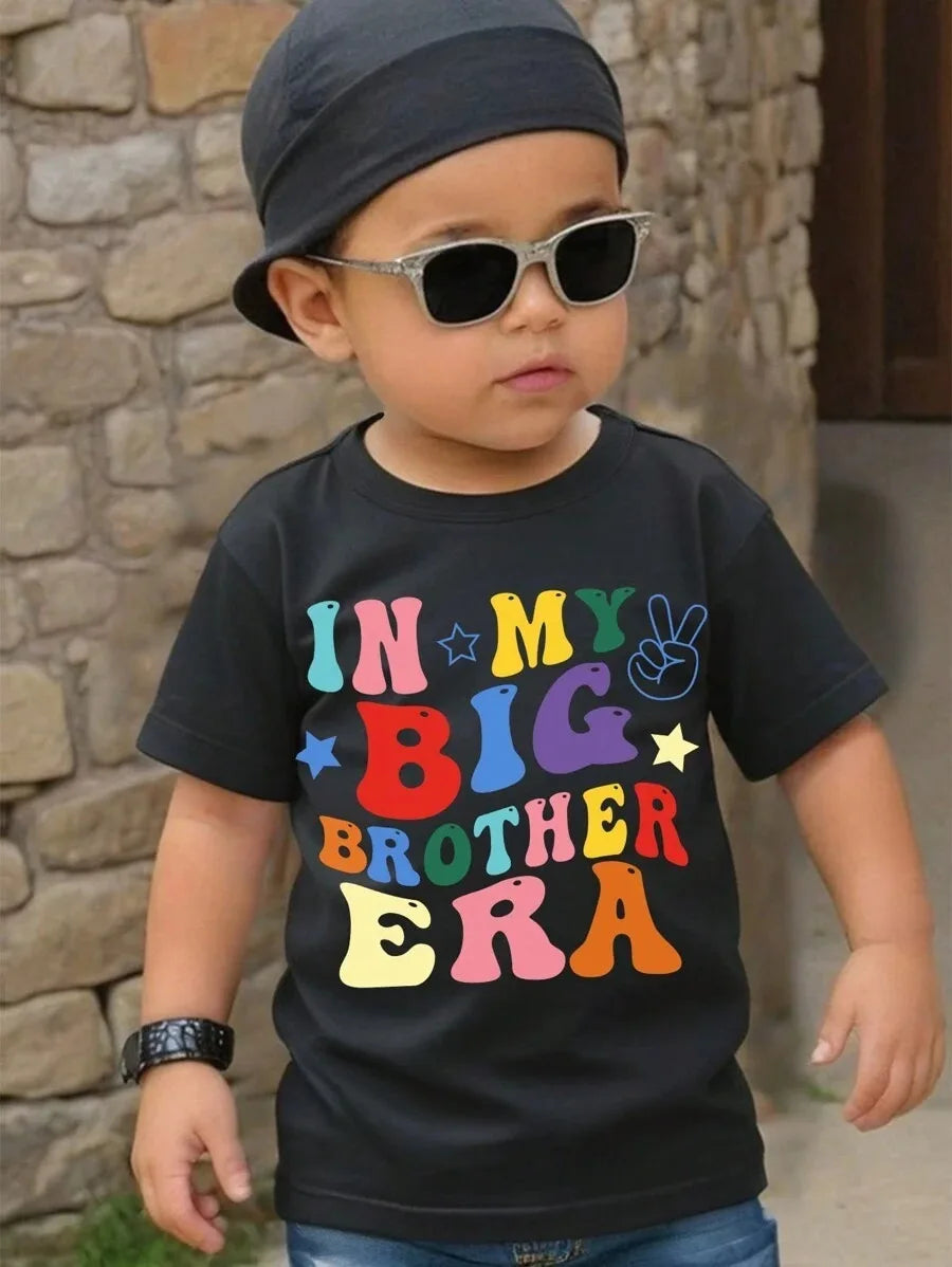 New Boys' T-shirts, Spring and Autumn Children's Colorful Christmas Printed Tops, Baby Base Shirts, Short-sleeved T-shirts