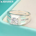 925 Sterling Silver Men AAAAA Zircon Adjustable Ring For Woman Wedding Engagement Party Fashion Charm Jewelry